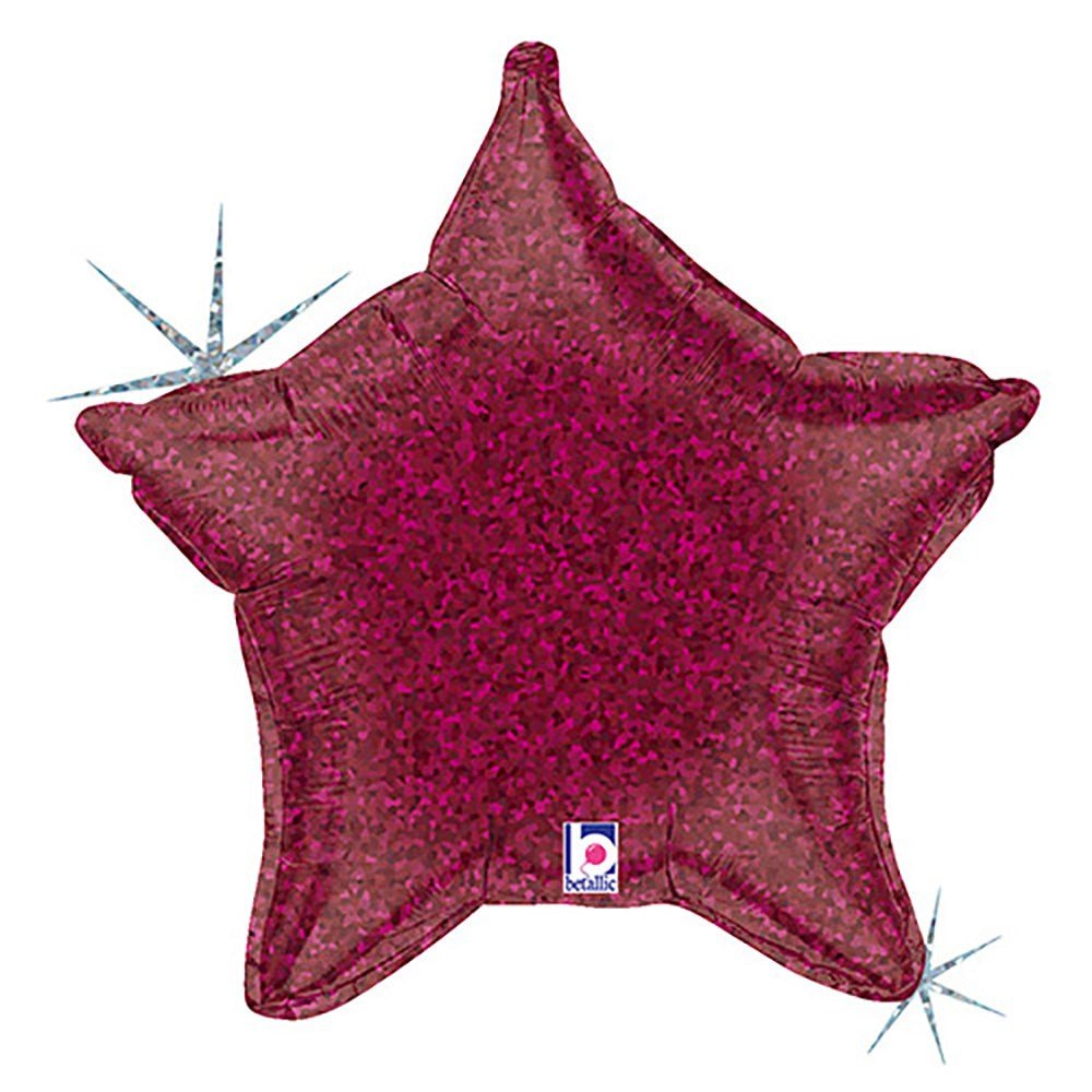 Star Foil Balloon Burgundy Holographic