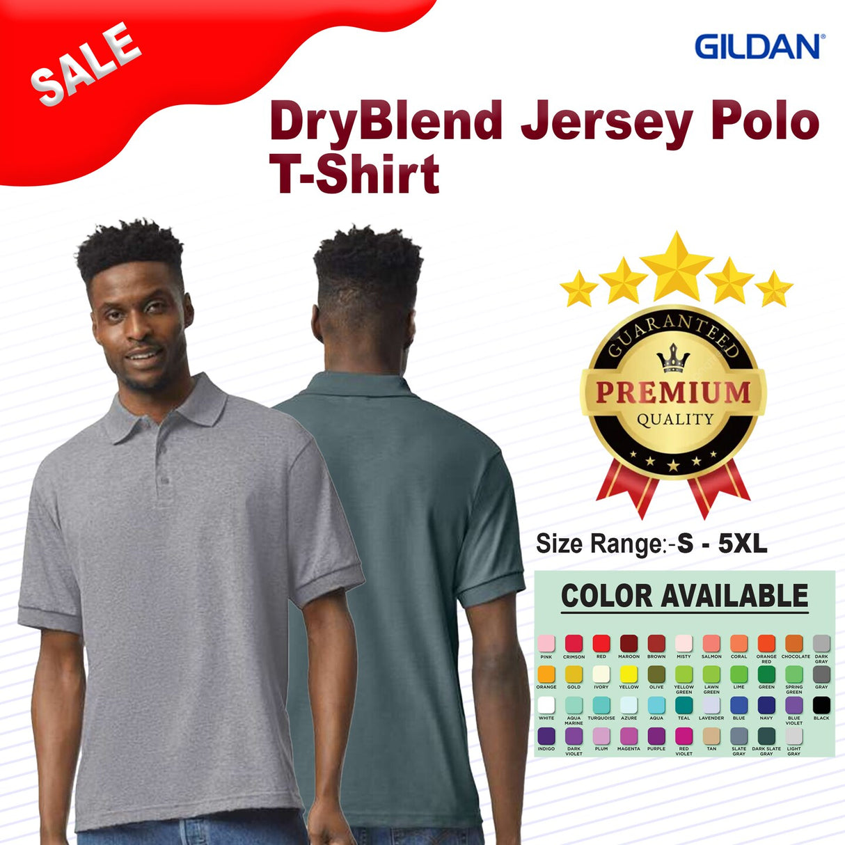 Gildan® DryBlend Jersy Polo T-Shirt Short Sleeve