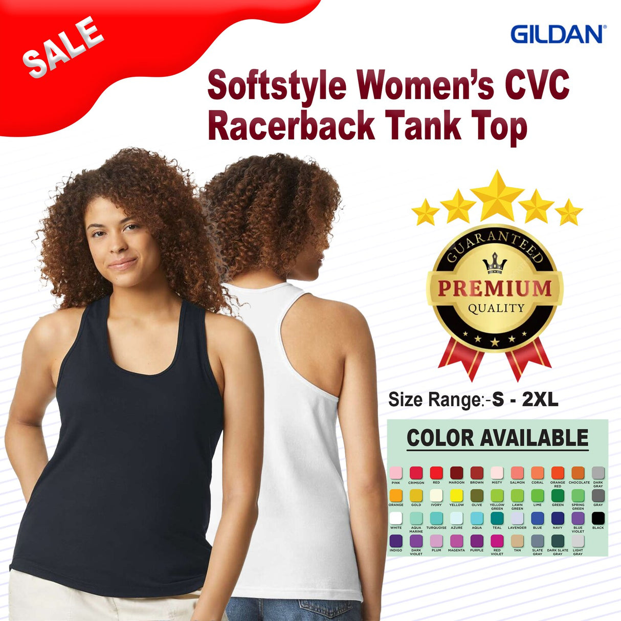 Gildan® Softstyle Women’s CVC Racerback Tank Top - 64220LCVC