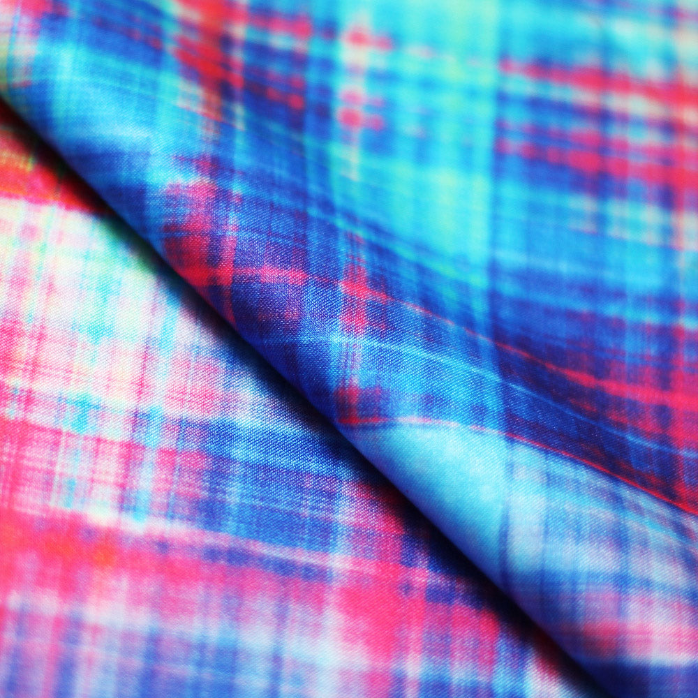 Diagonal Plaid Poly Spandex Fabric - Rainbow Plaid, 58/60" Width (1 Yard)