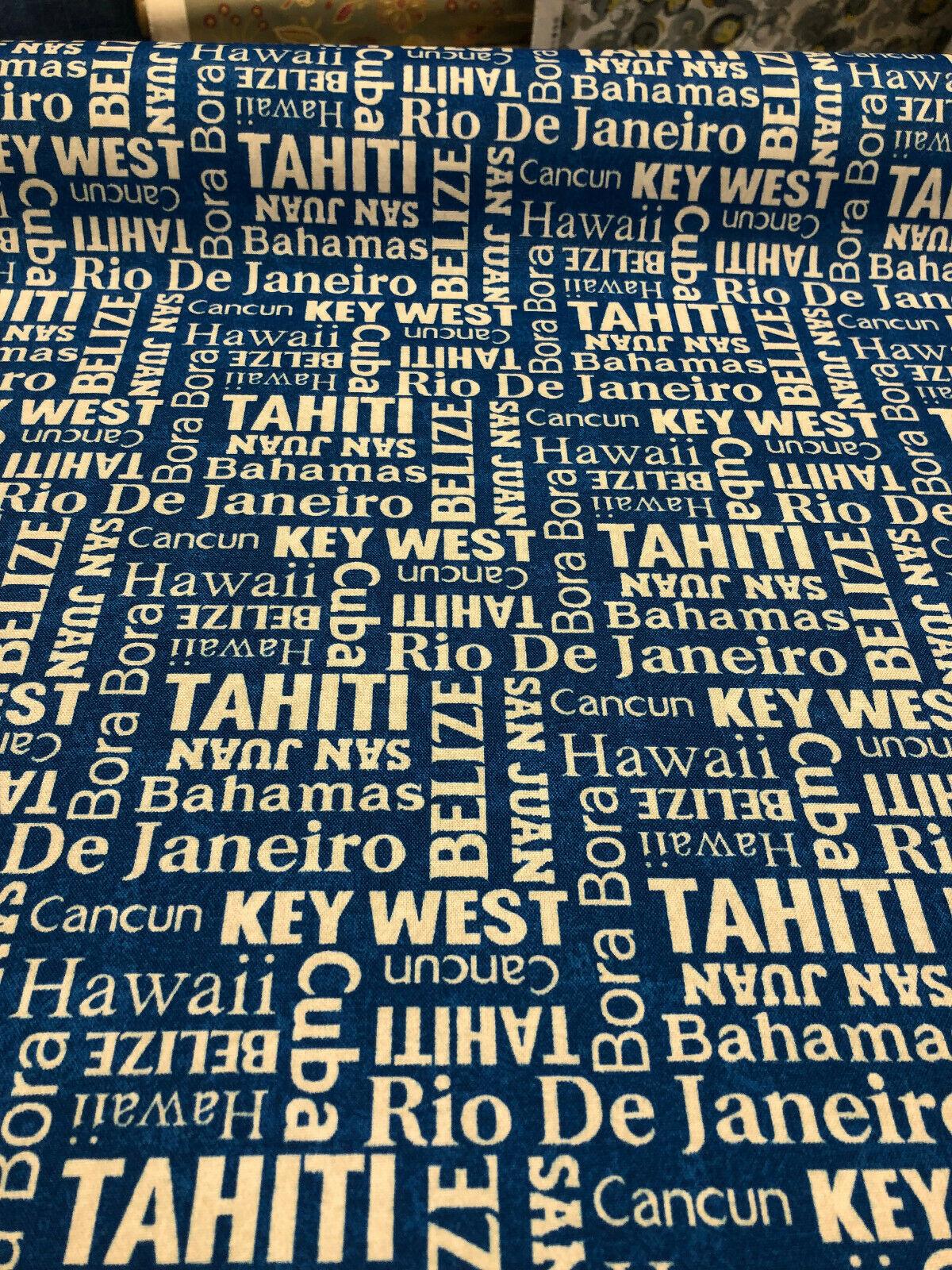 Waverly Sun N Shade Sea La Vie Bahamas Navy 100 Percent Polyester Outdoor Fabric - Navy/White Horizontal Repeat 6.75", Vertical Repeat 6.75", 54" Width (1 Yard)