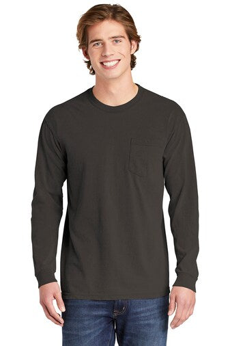 Comfort Colors® Garment-Dyed Heavyweight Crewneck Long Sleeve Pocket T-Shirt