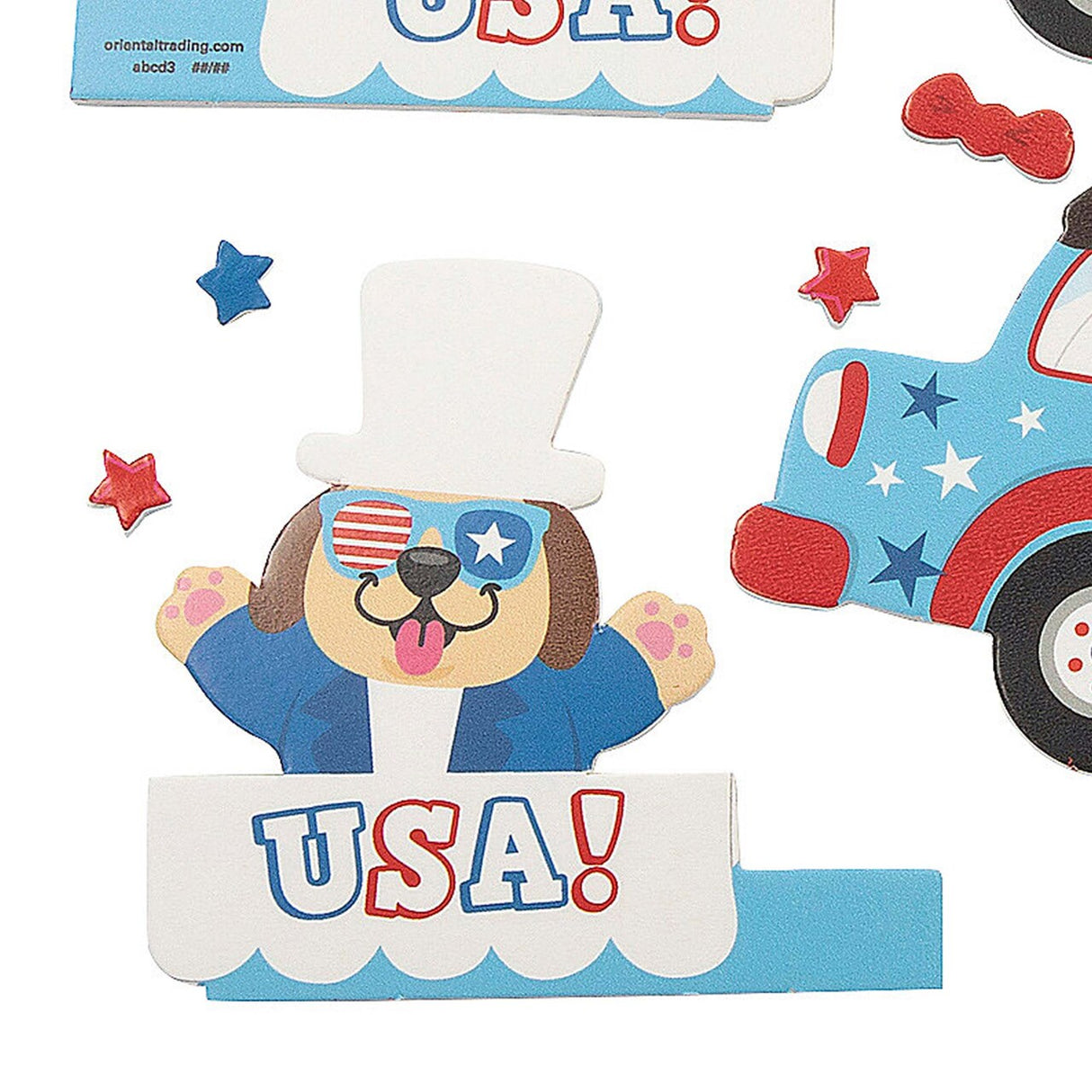 4 1/4" x 3 1/4" Patriotic Pig on a Motorcycle Pull-Back Craft Kit Makes 12