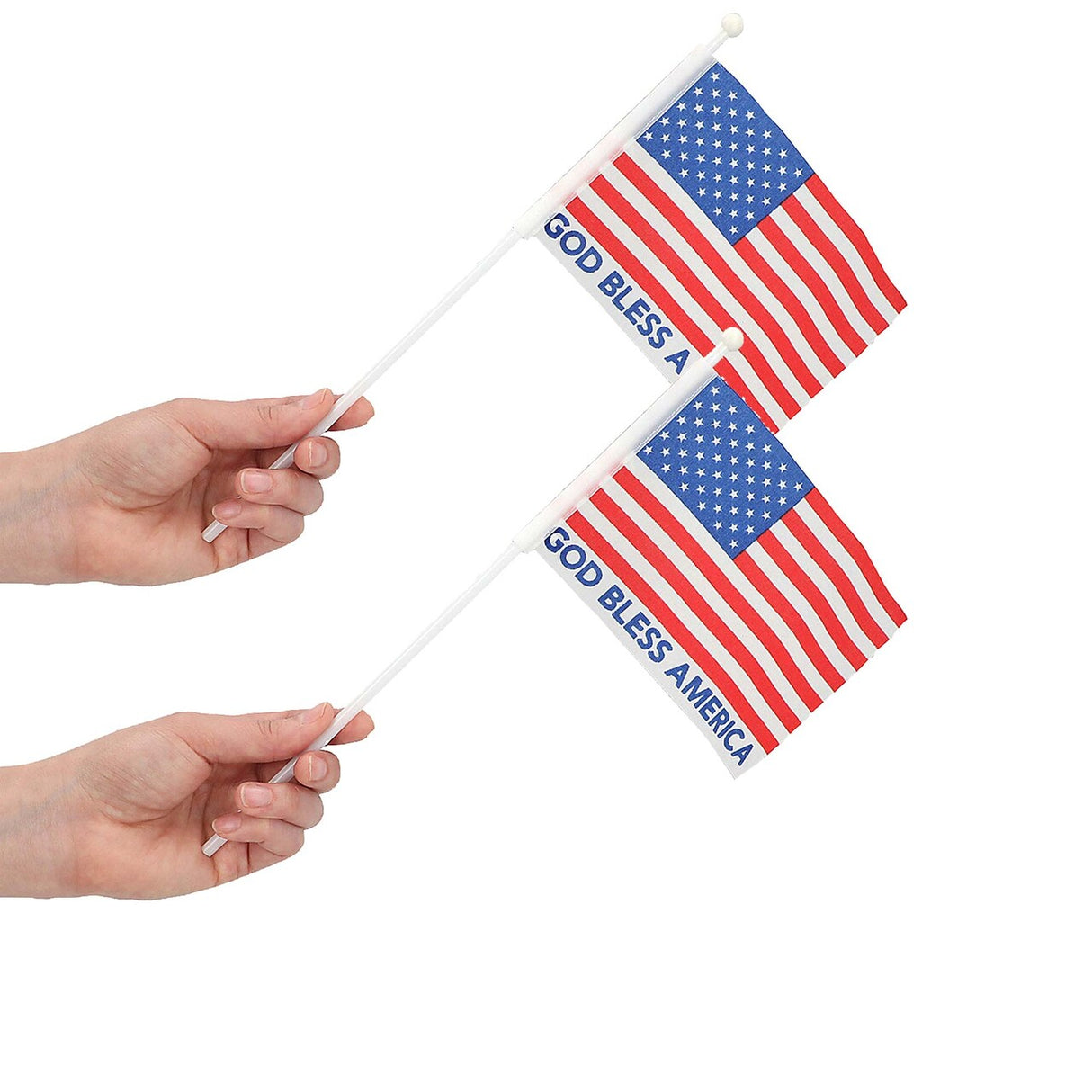 6" x 4" God Bless America USA Flags on Plastic Sticks 12 Pc.