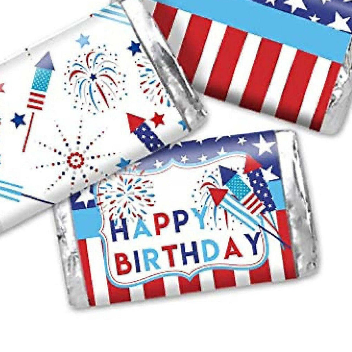 AmandaCreation 4th of July Firecracker Mini Candy Bar Wrappers 45 Pieces