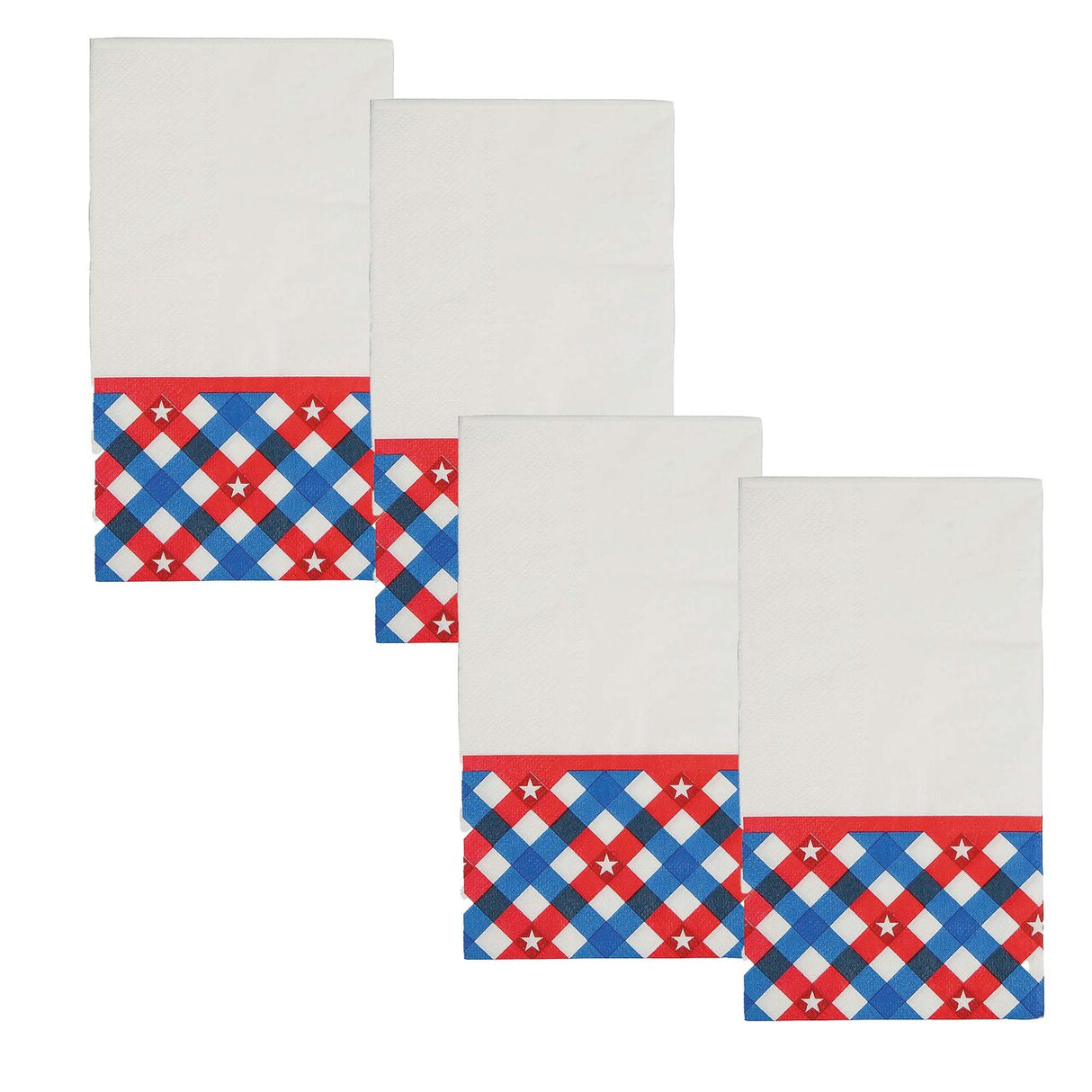 4 1/4" x 7 3/4" Patriotic Gingham Disposable Paper Dinner Napkins 16 Ct.