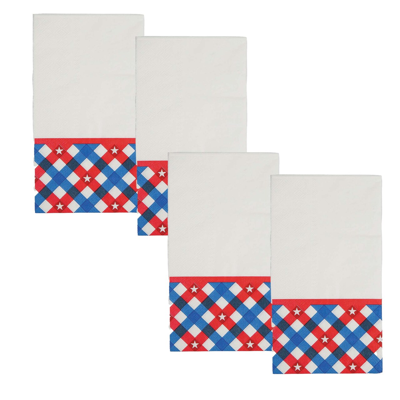 4 1/4" x 7 3/4" Patriotic Gingham Disposable Paper Dinner Napkins 16 Ct.