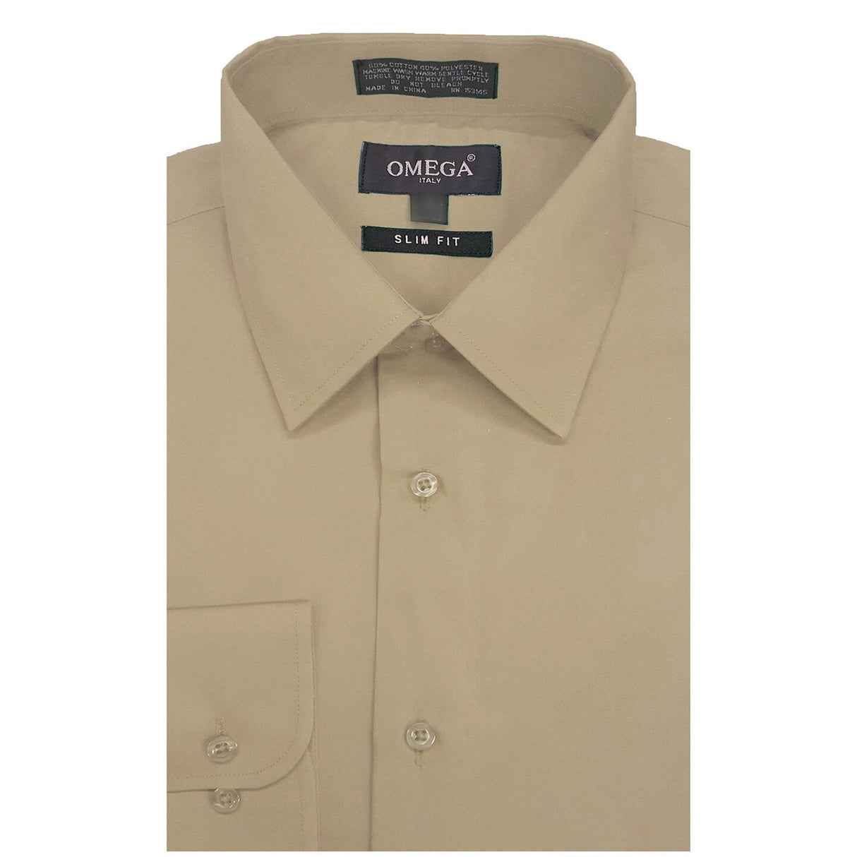 খাকি স্লিম ফিট লম্বা হাতা পোলো শার্ট