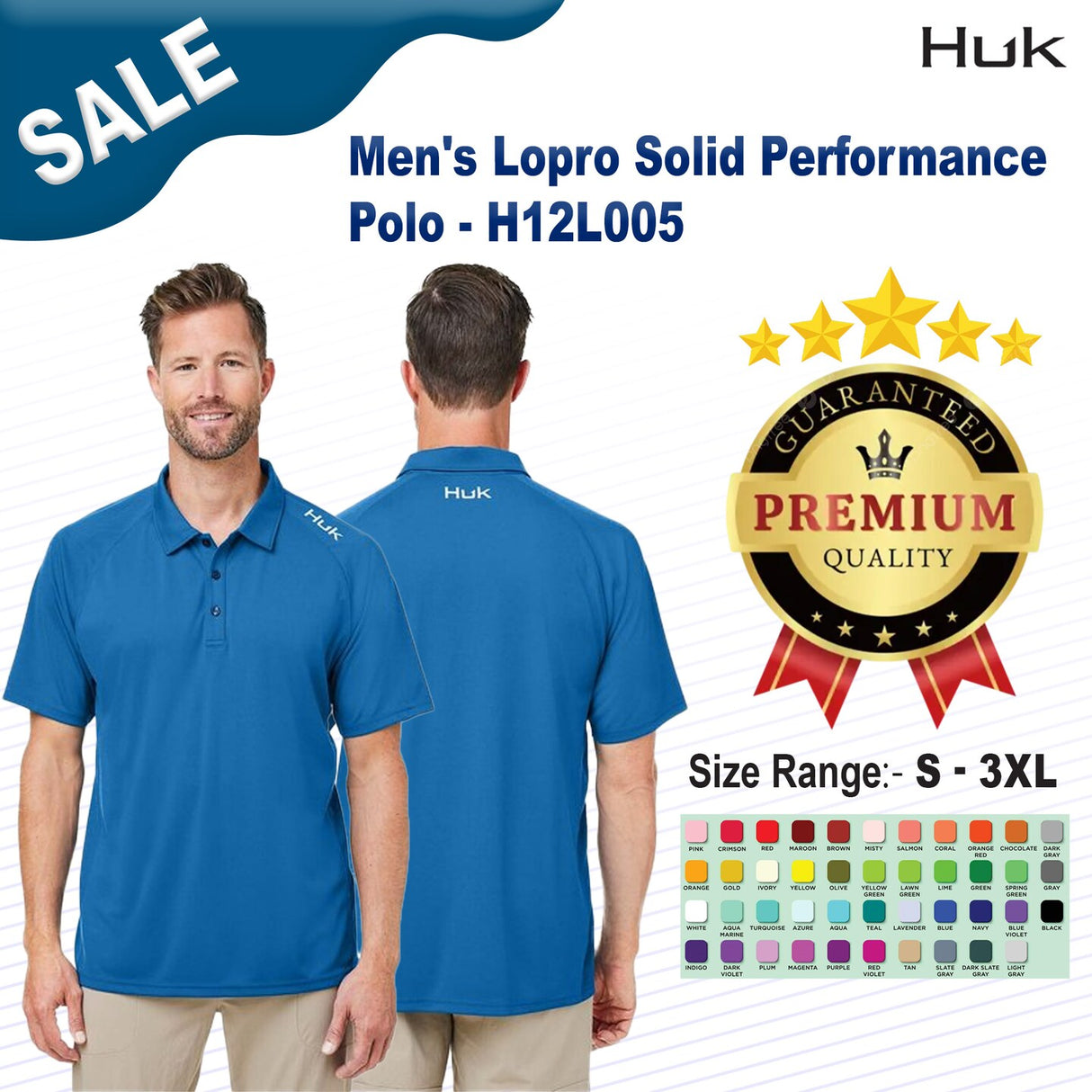 HUK® Men's Lopro Solid Performance Polo
