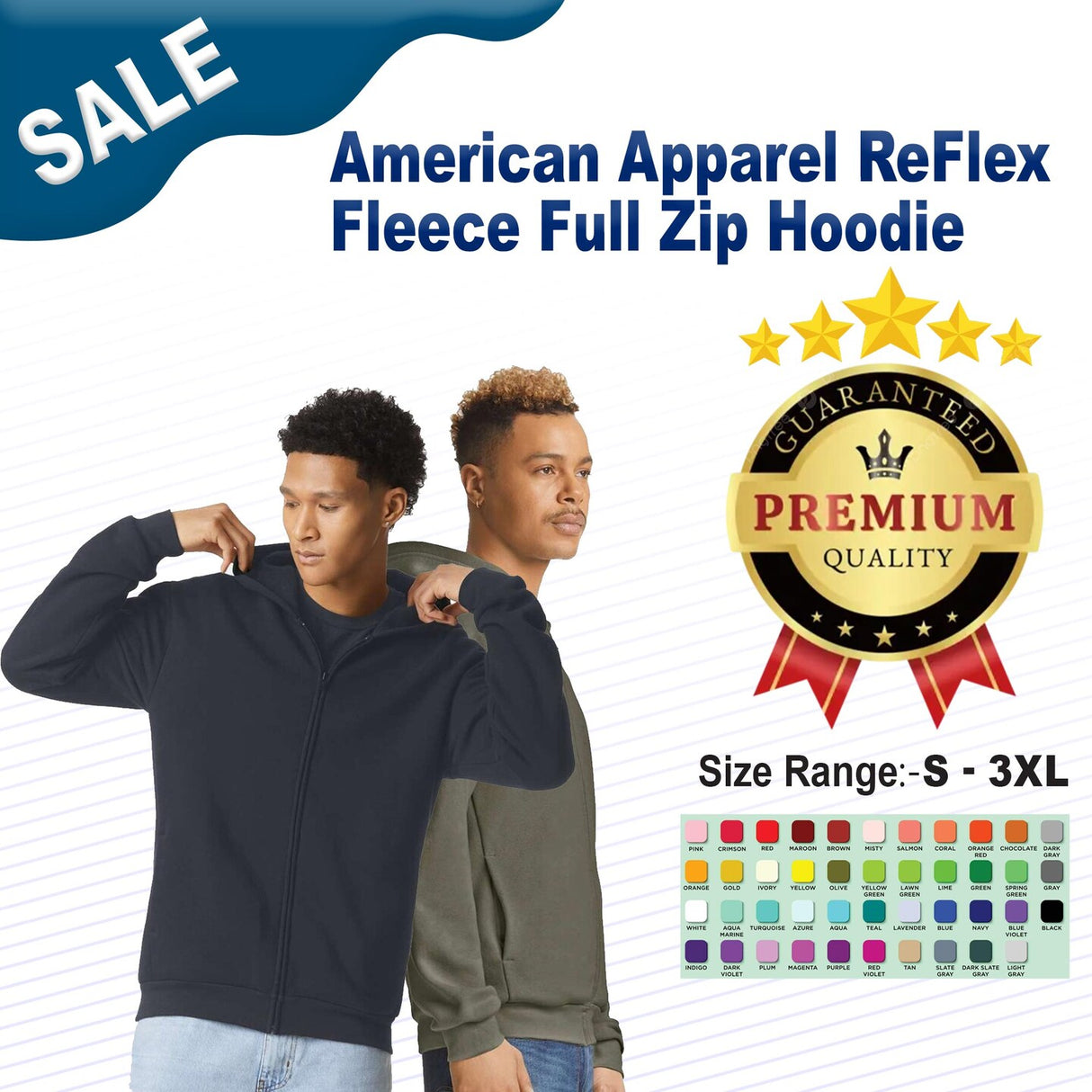 American Apparel® ReFlex Fleece Full-Zip Hoodie