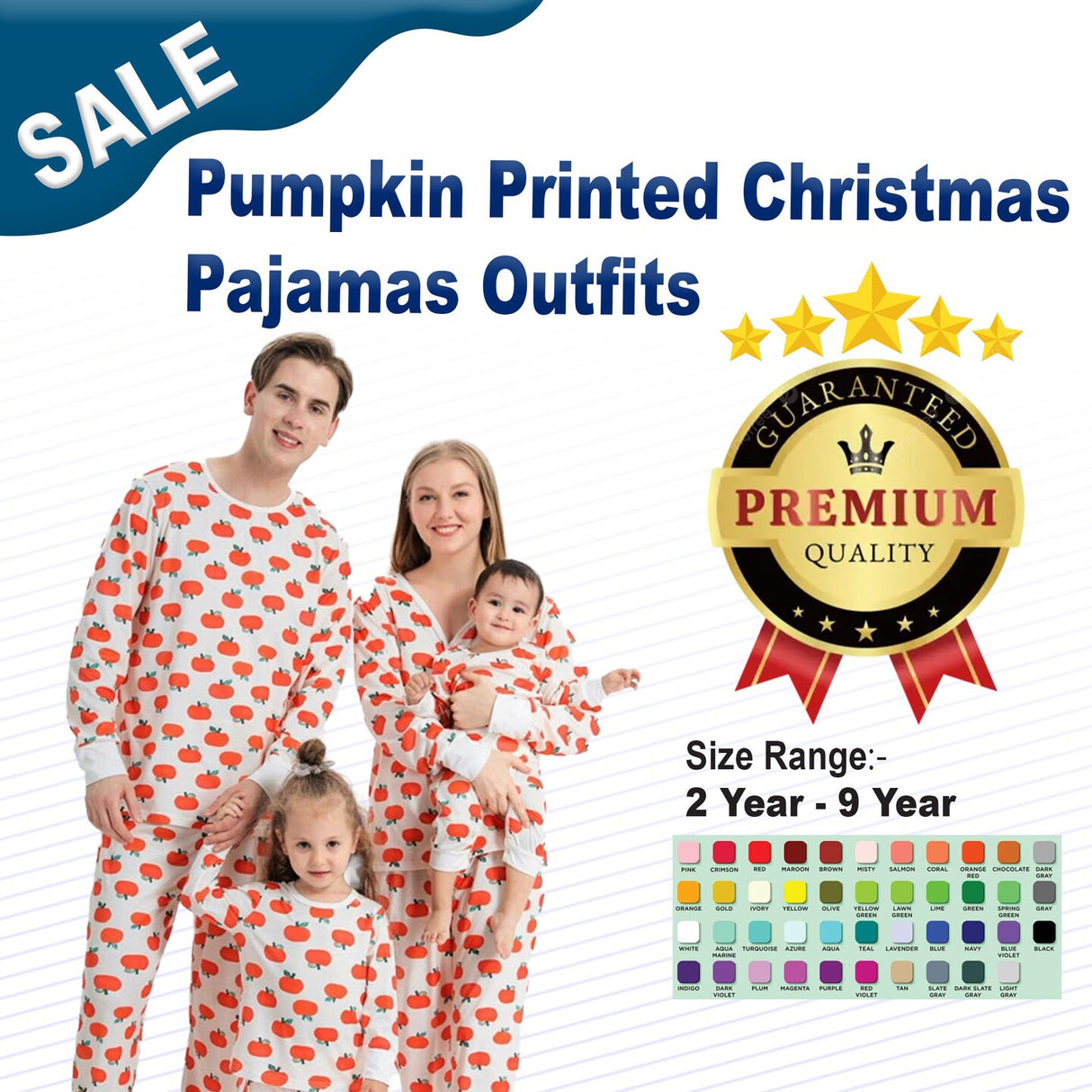 Pumpkin Printed Christmas Pajamas Outfits