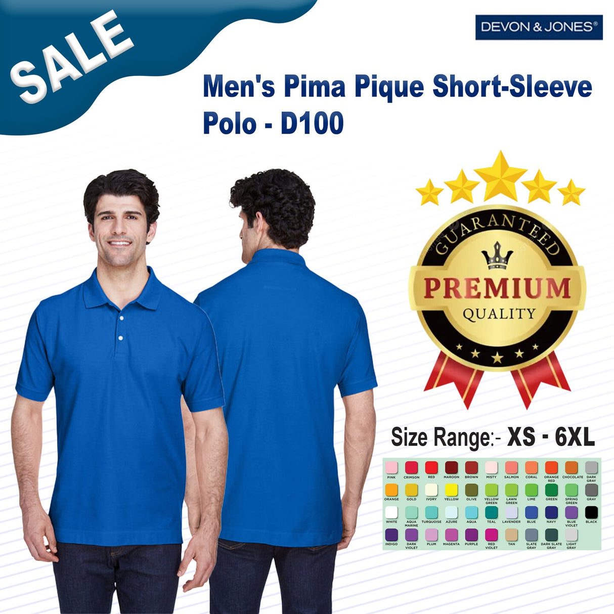 Devon & Jones ® Men's Pima Pique Short-Sleeve Polo