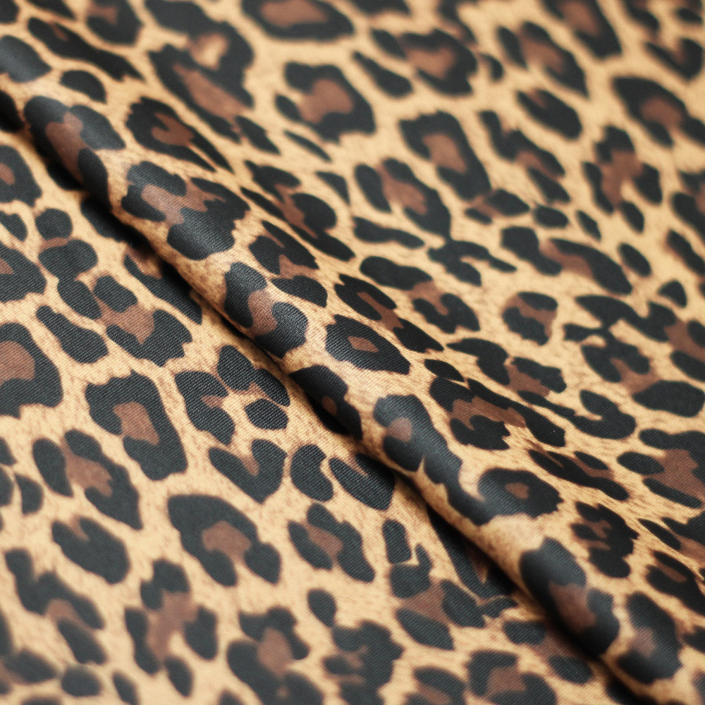 Jaguar Polyester Spandex Fabric - Brown Jaguar Skin Print, 58/60" Width (1 Yard)