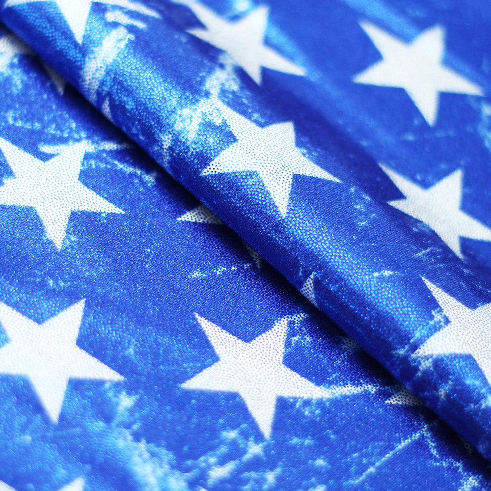 Vintage Stars - Stripes Polyester Spandex Fabric - American Flag Stars And Stripes, Royal/White And Red/White, 58/60" Width (1 Yard)