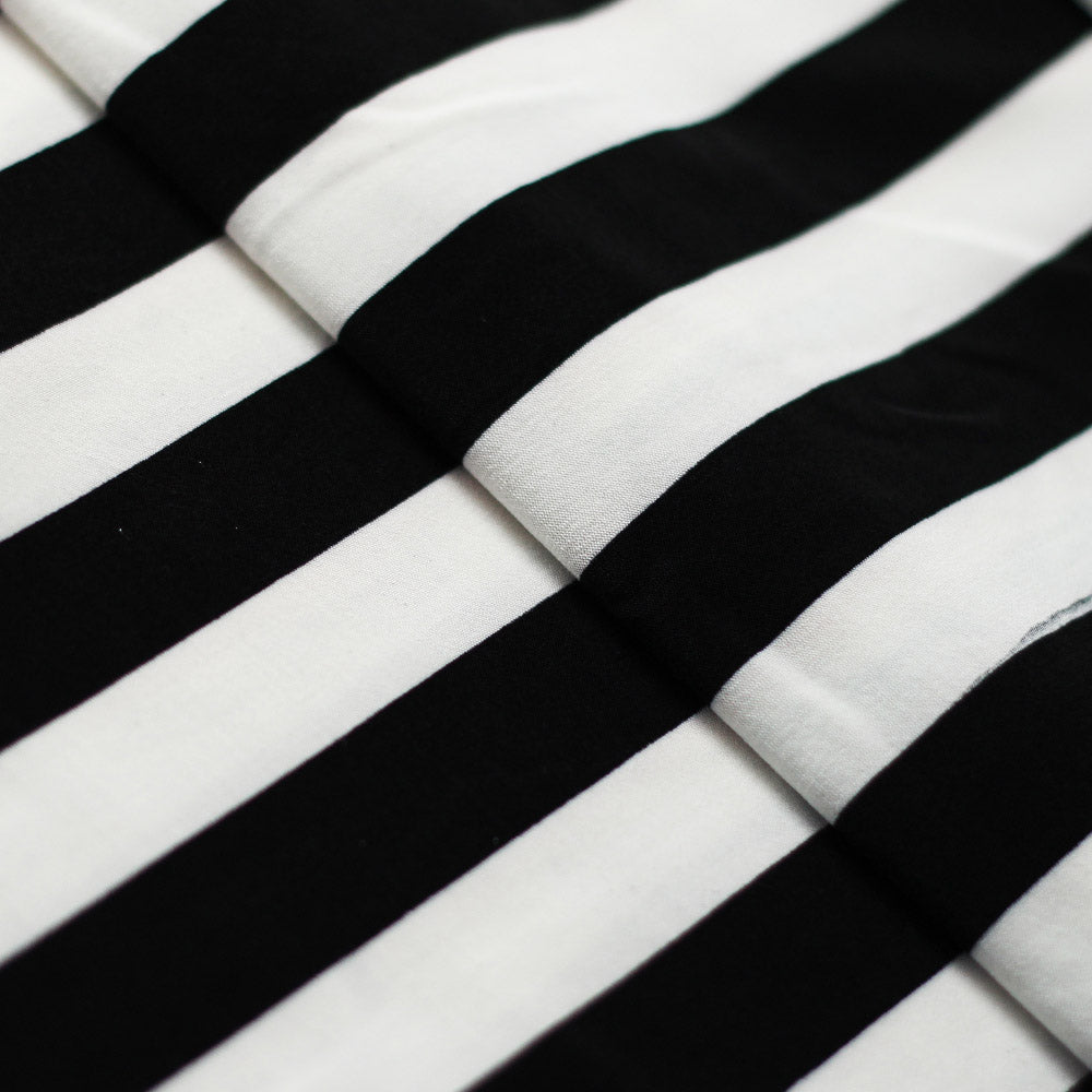 Jitterbug Poly Spandex Fabric - Black And White Or Red And White, Dots And Stripes Pattern, 58-60" Width (1 Yard)