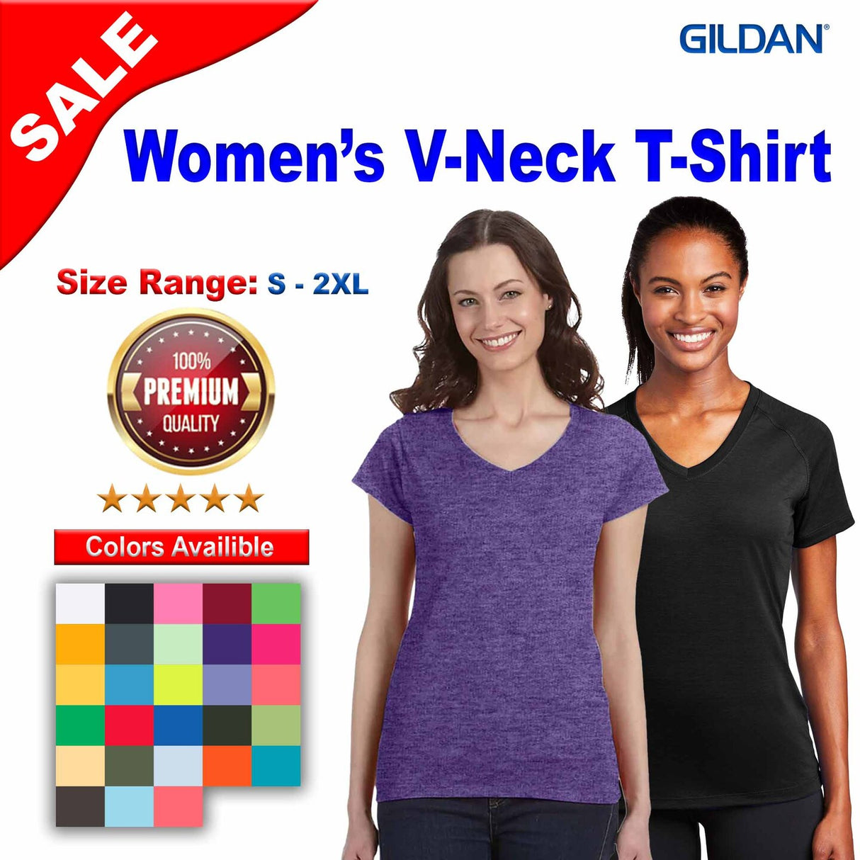 Gildan® Softstyle Women’s V-Neck Short Sleeve T-Shirt