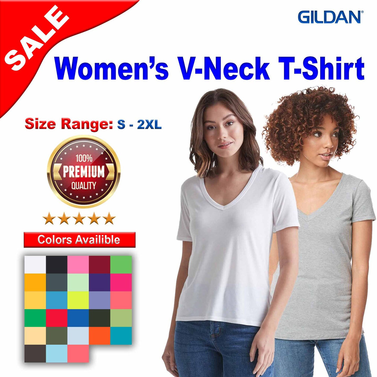 Gildan® Softstyle Women’s V-Neck Short Sleeve T-Shirt