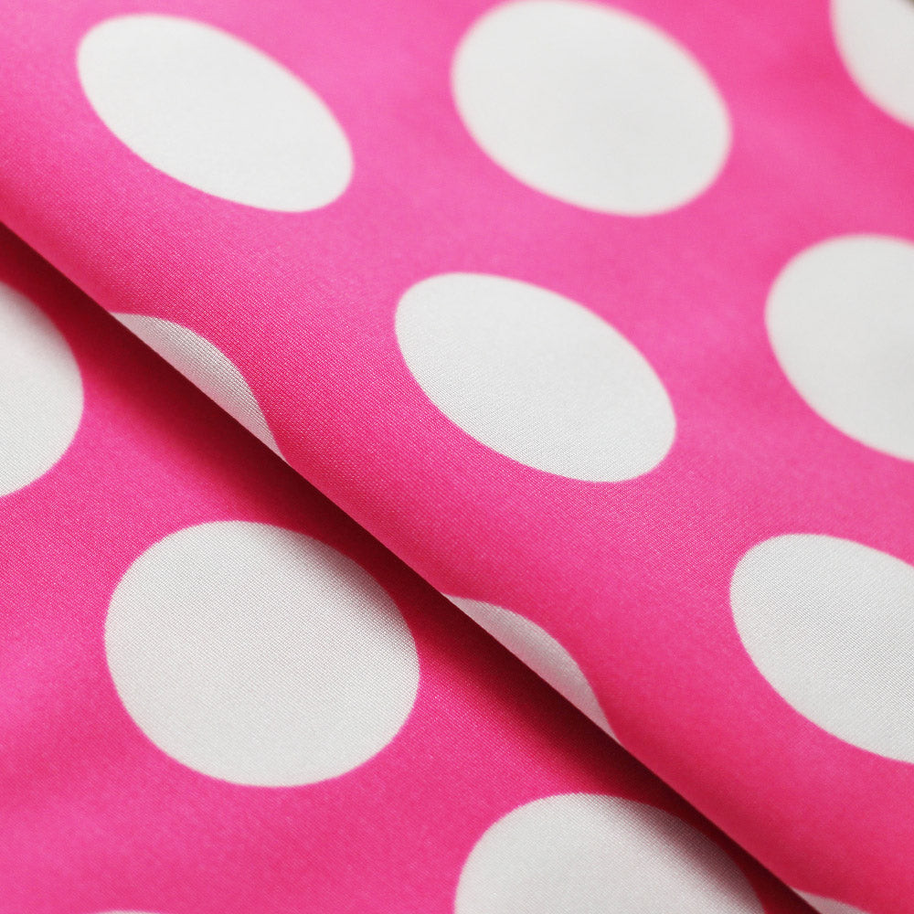 Dot Daze Shiny Tricot Polyester Spandex Fabric - Large Polka Dots, Black/White Or Pink/White, 58/60" Width (1 Yard)