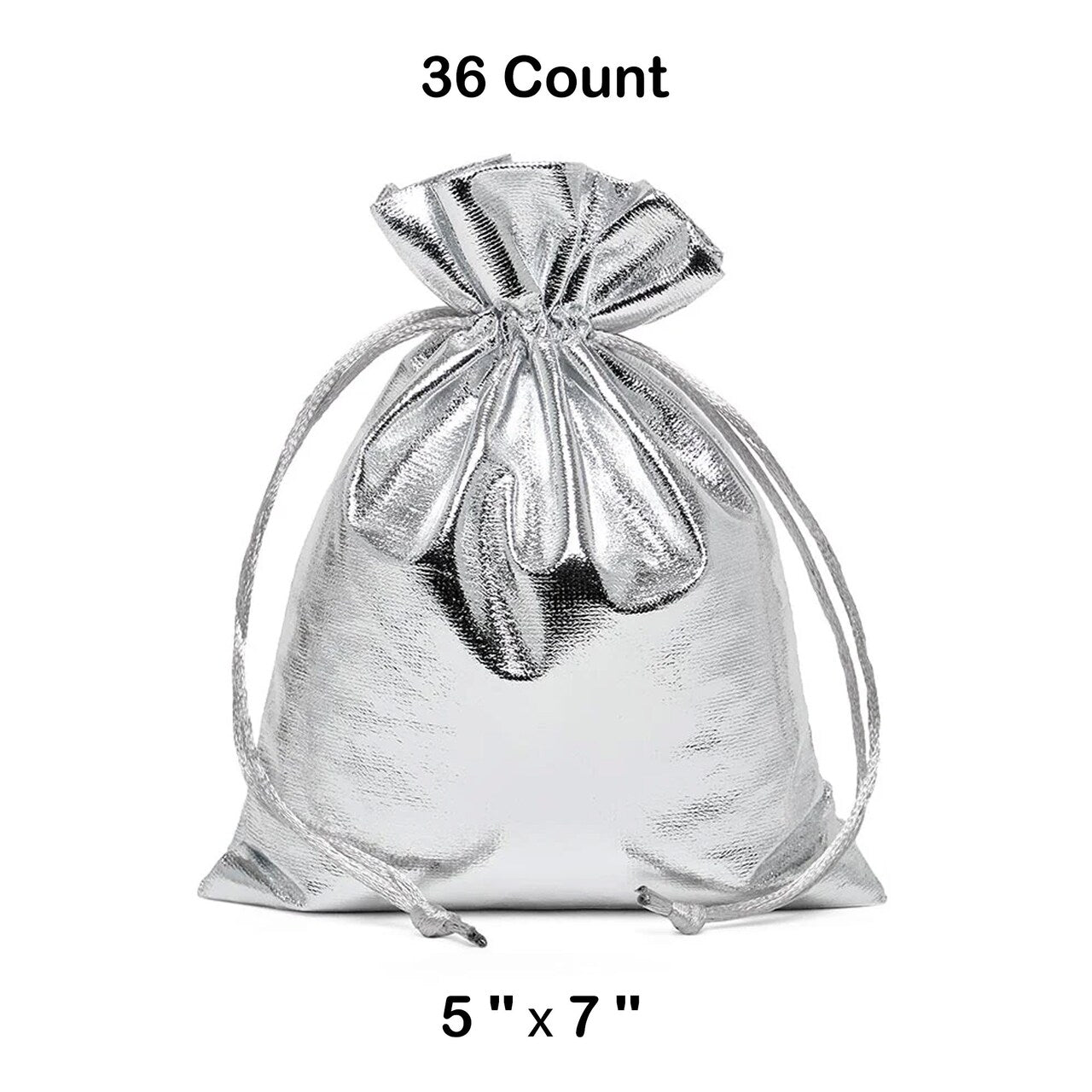 Metallic Lame Bags 5 '' x 7 '' Silver Color 12 EACH / PACKAGE