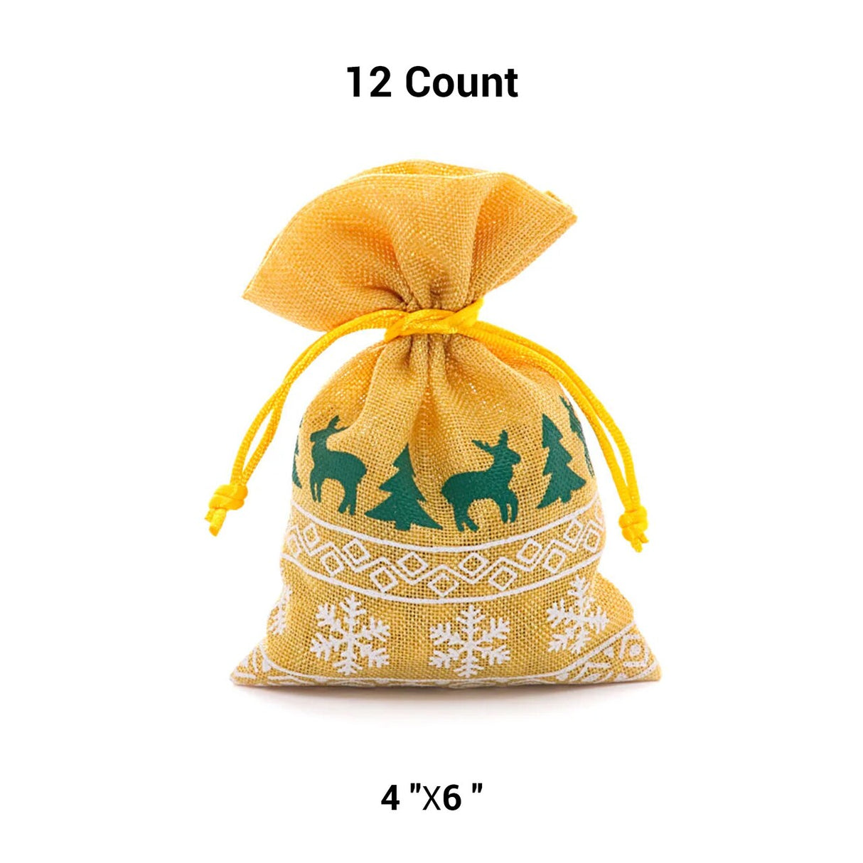 Christmas Faux Linen Bags Perfect 4” x 6” Size for Gifts