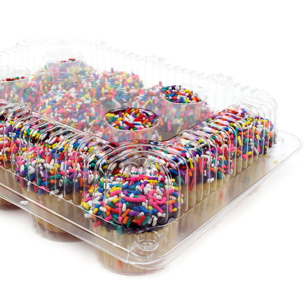Hinged Clear Plastic Container for 12 Mini Muffins, Pack of 5