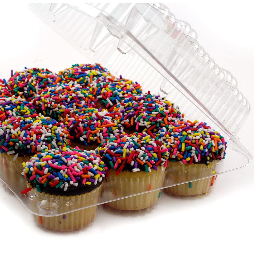 Hinged Clear Plastic Container for 12 Mini Muffins, Case of 300