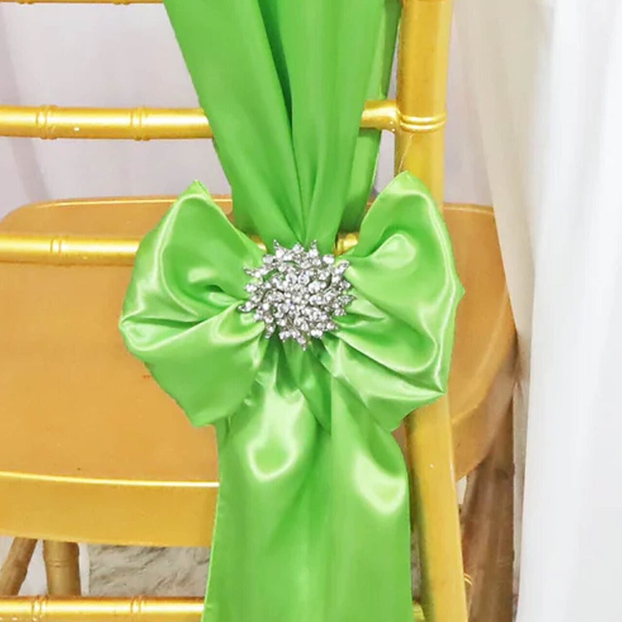 10 Pieces Apple Green Satin Chair Sashes 8"x108" Vibrant Decorative Accent