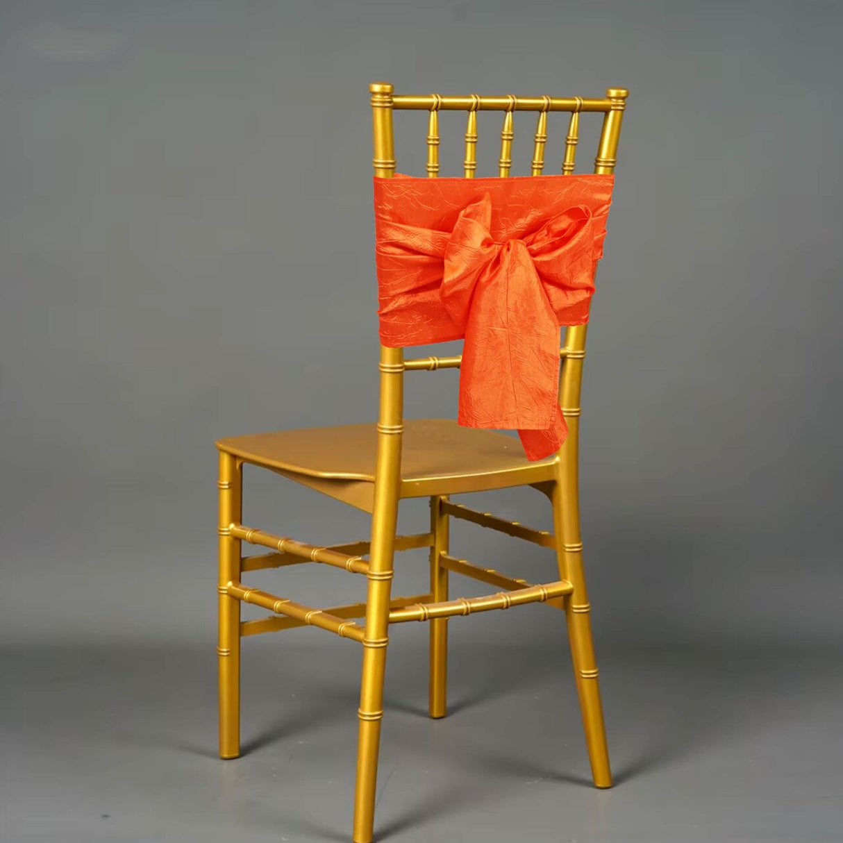 10 Pieces Crushed Taffeta Chair Sashes 9.5 x 108 inches Orange Vibrant Charm
