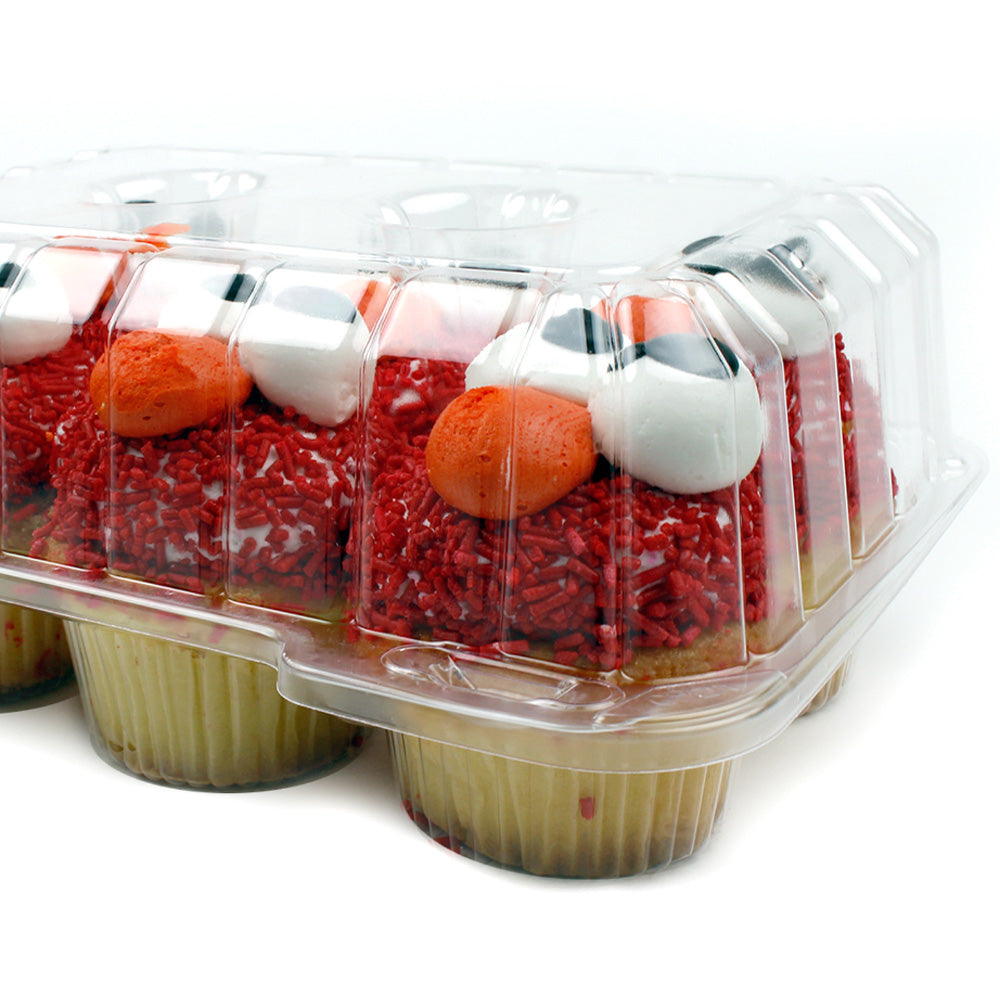 Hinged Clear Plastic Container for 6 Muffins, Pack of 5