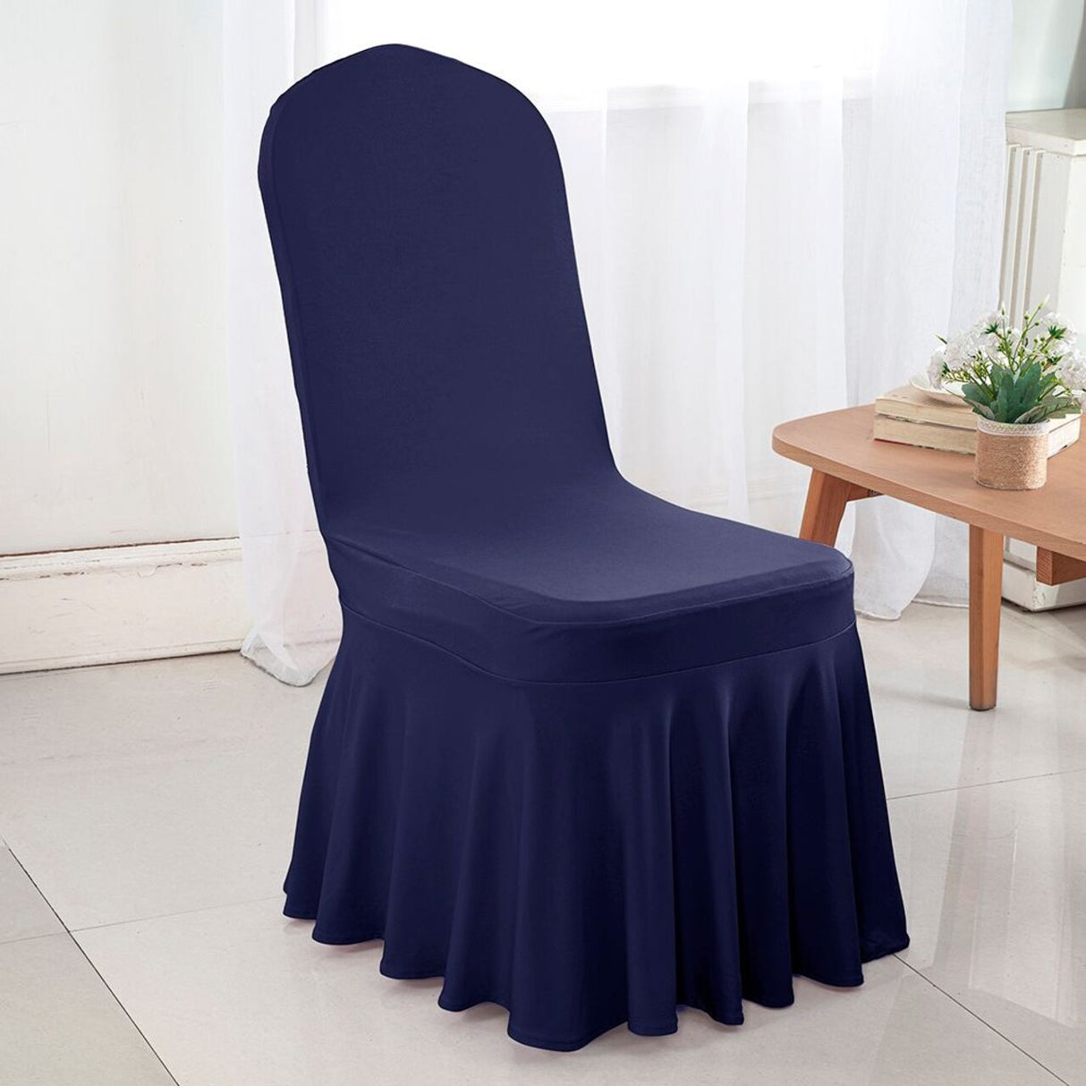 Spandex Banquet Skirt Chair Cover Navy Blue Stretch Skirt Fit Durable Event Decor