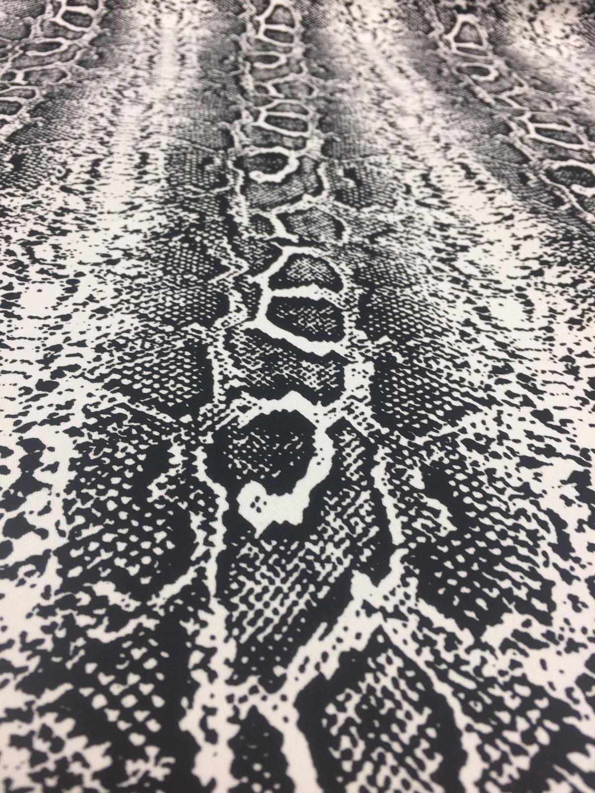 Black White Snake Skin Design Cotton Stretch Fabric - Black/White Snake Skin, 51" Width (1 Yard)