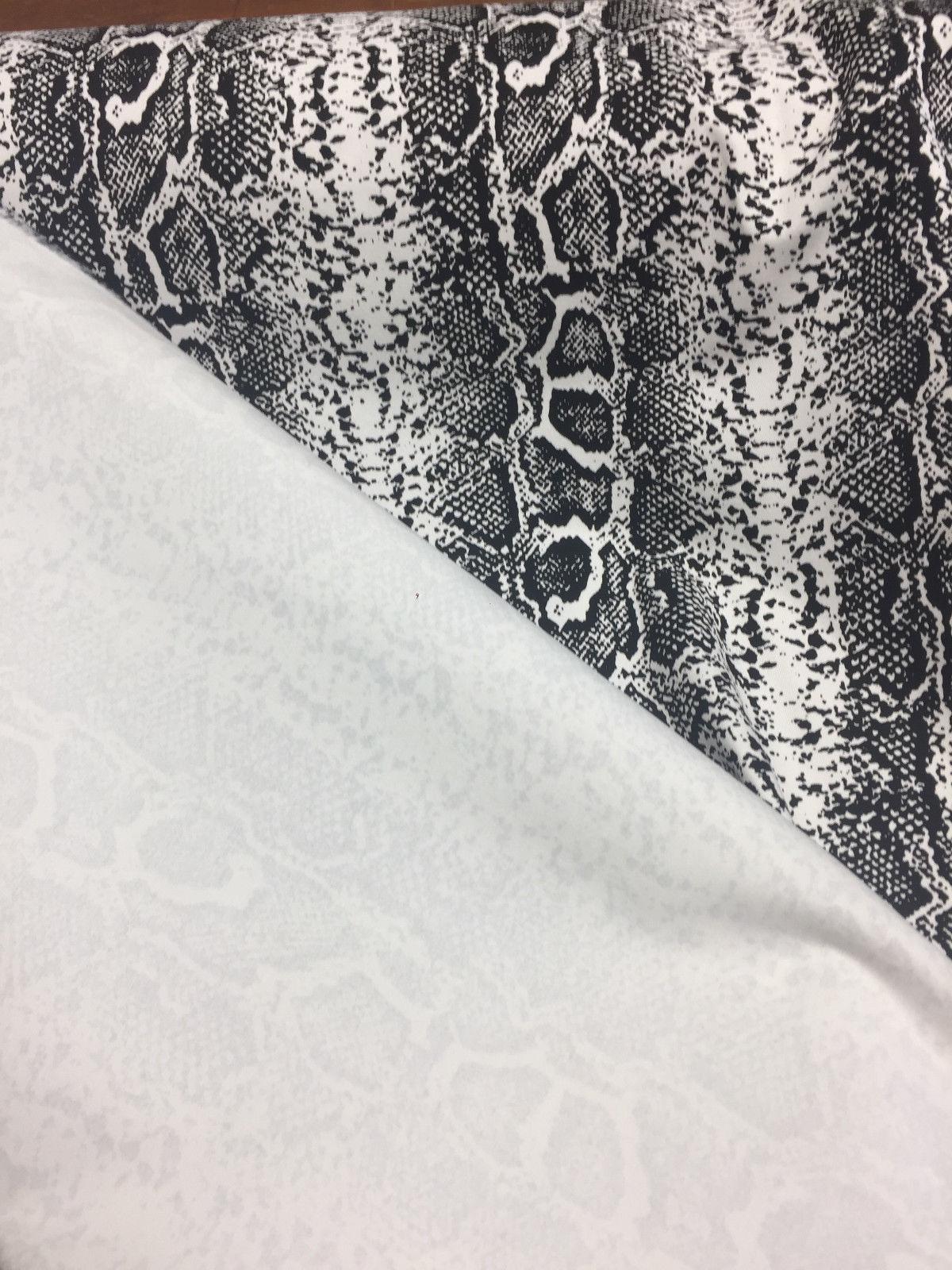 Black White Snake Skin Design Cotton Stretch Fabric - Black/White Snake Skin, 51" Width (1 Yard)