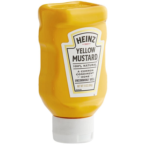 Heinz 13 oz. Upside Down Yellow Mustard Squeeze Bottle - 16/Case