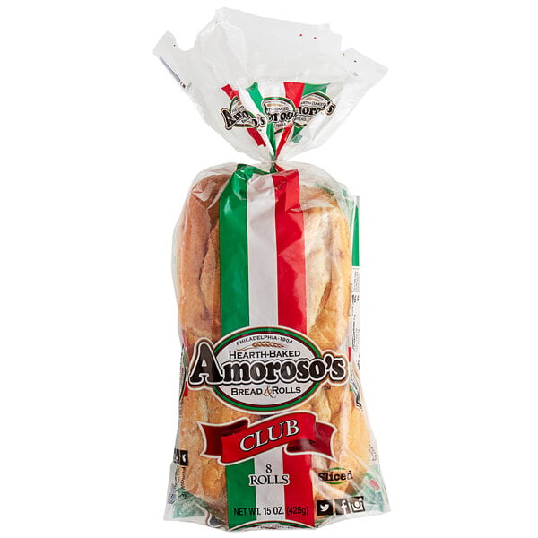 Amoroso's Philadelphia Hearth-Baked Sliced Club Roll 2.1 oz. - 80/Case