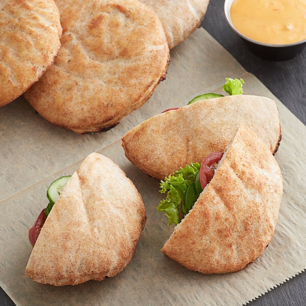 Father Sam's Bakery 3" Mini Wheat Pita Pocket - 108/Case