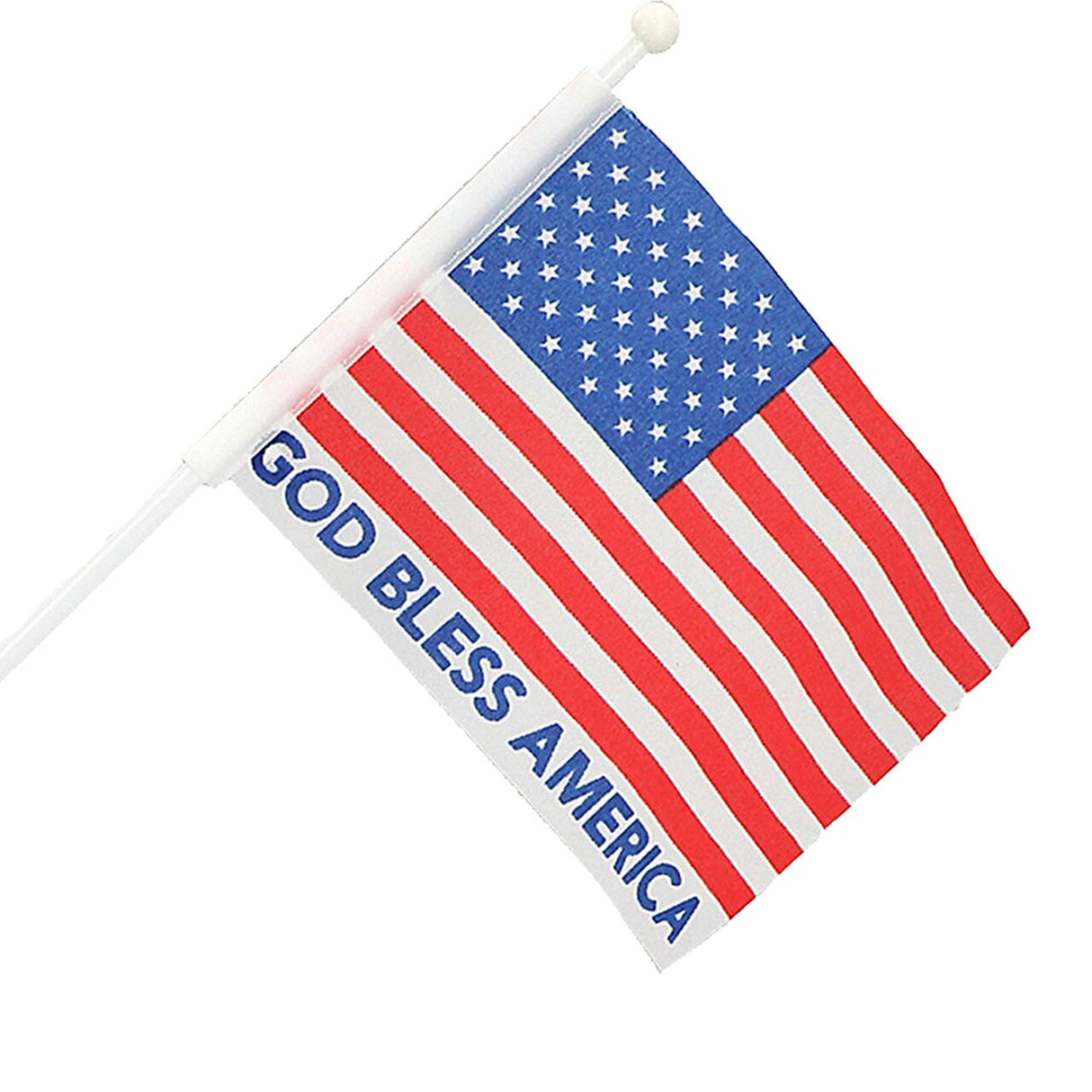 6" x 4" God Bless America USA Flags on Plastic Sticks 12 Pc.