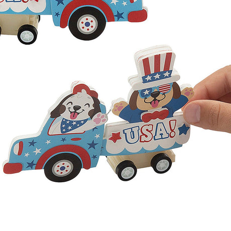 4 1/2" x 3 1/4" 4th of July Parade Float Pull-Back Craft Kit Makes 12