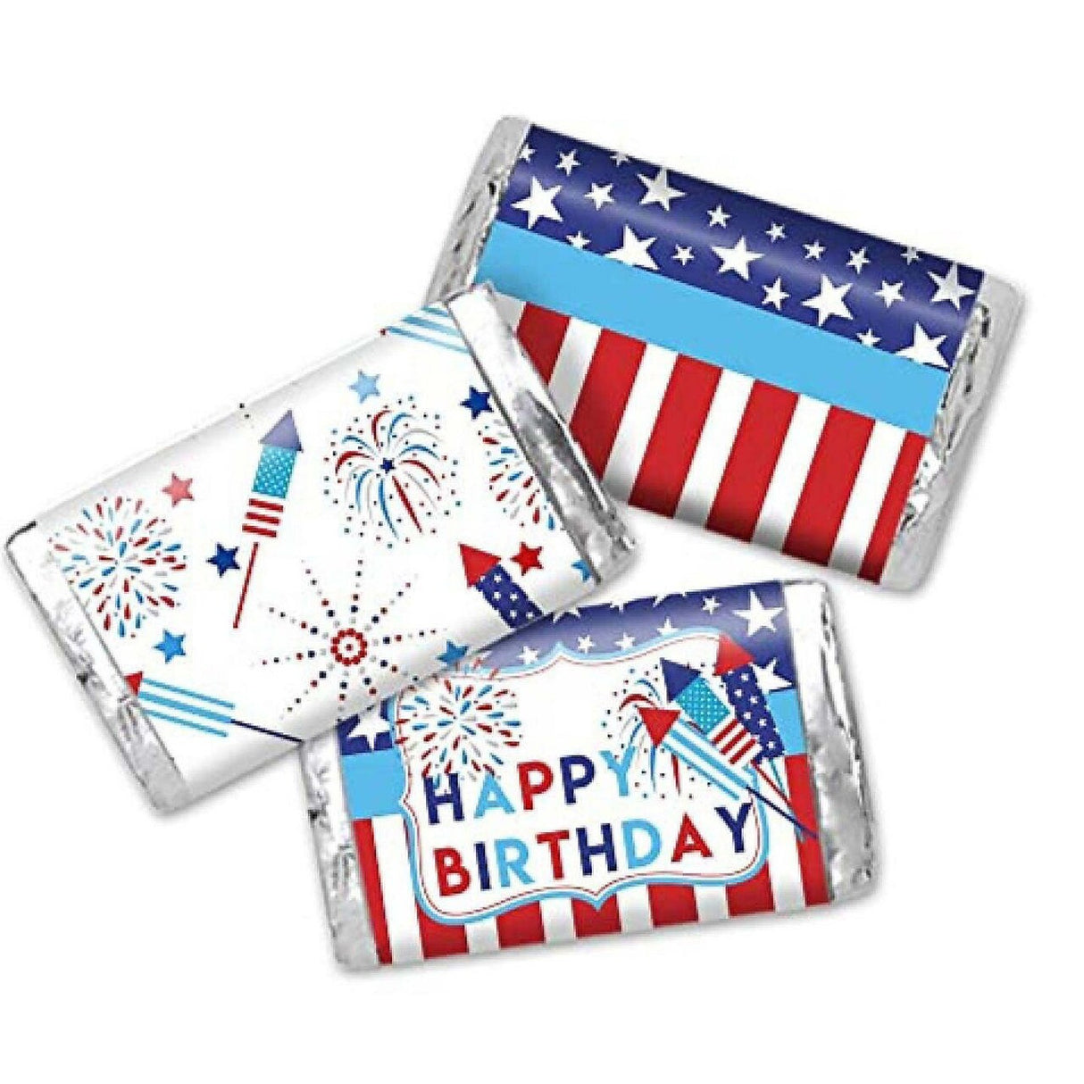 AmandaCreation 4th of July Firecracker Mini Candy Bar Wrappers 45 Pieces