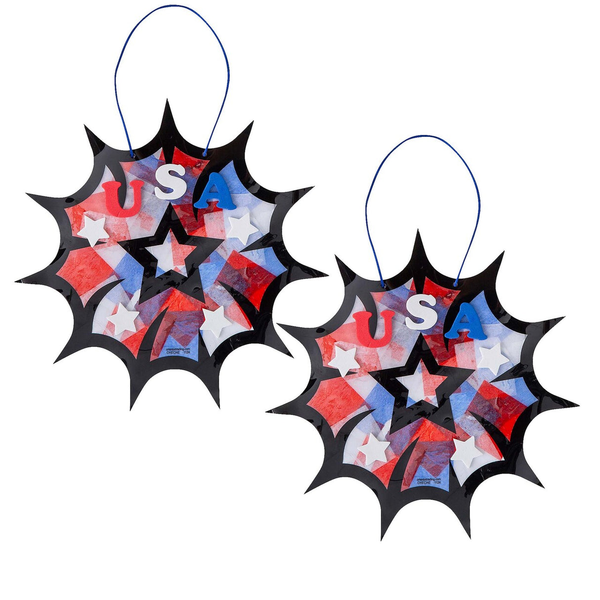 8" x 7 3/4" 4th of July Starburst Tissue Paper Acetate Sign Craft Kit Makes 12 Pieces