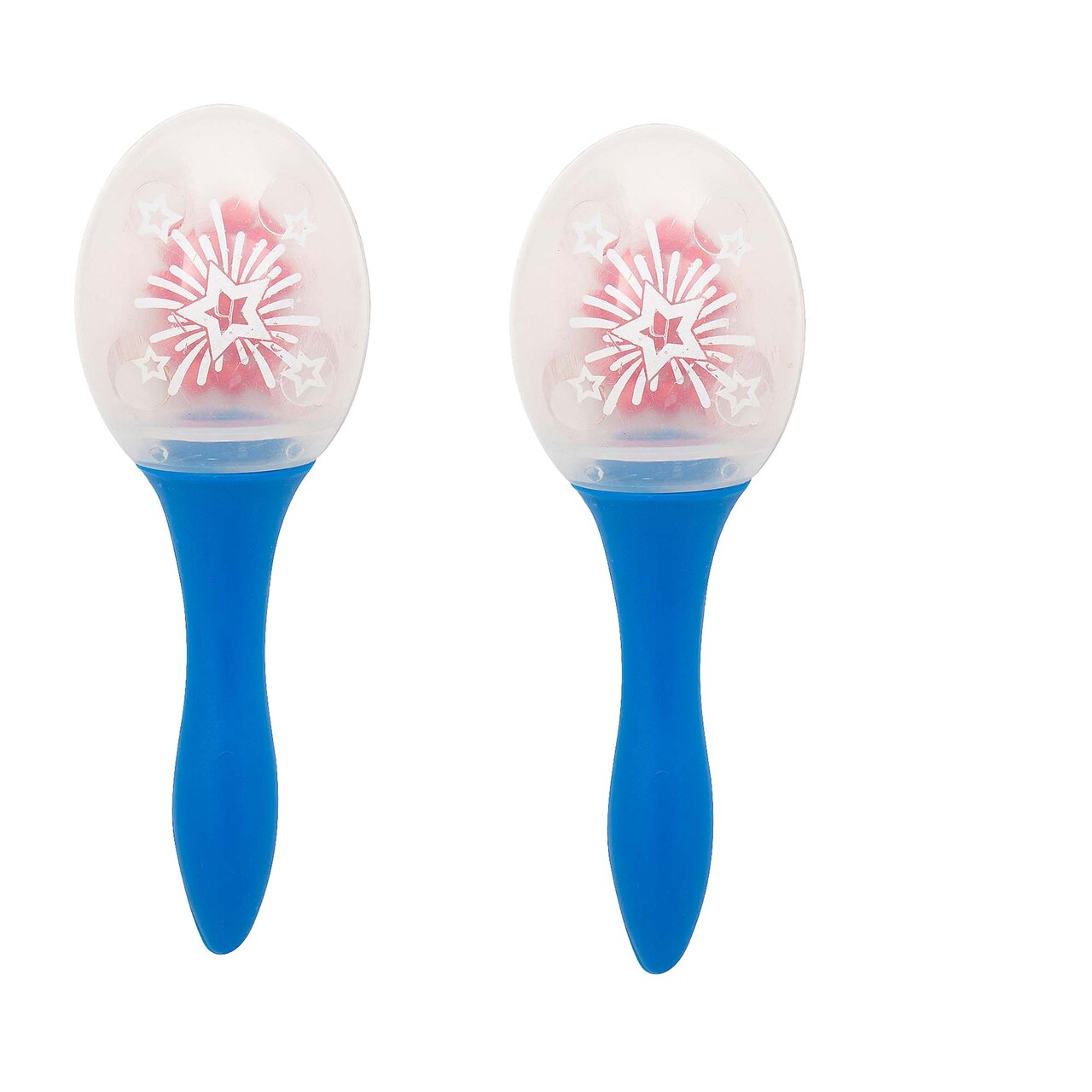 5 1/4" Clear Patriotic Plastic Maracas with Red Beads 12 Pieces