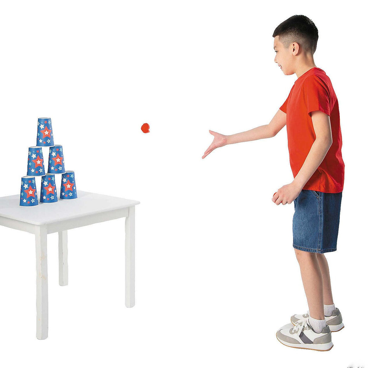 5 1/4" Patriotic Red, White & Blue Pom-Pom Bowling Game Set 9 Pc.