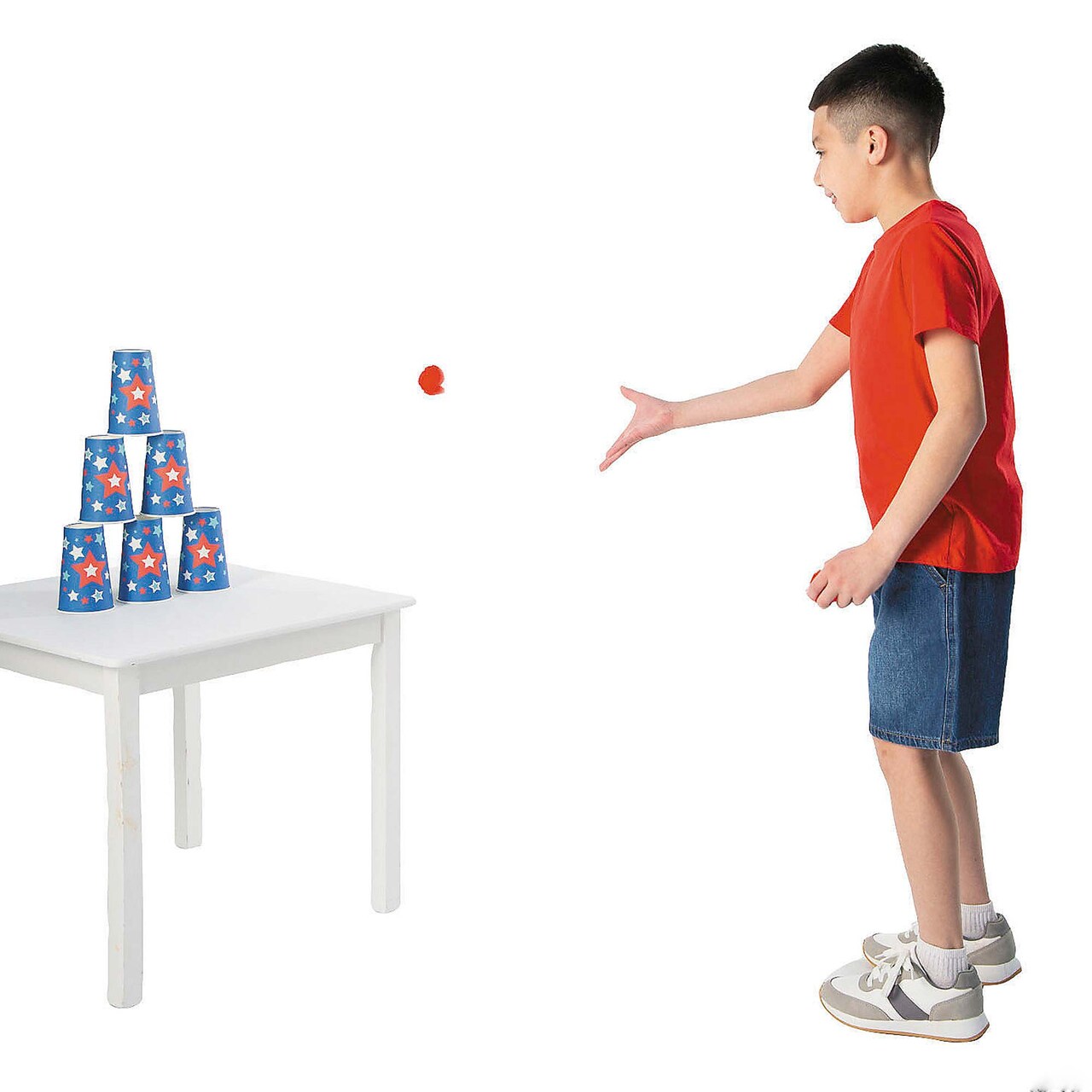 5 1/4" Patriotic Red, White & Blue Pom-Pom Bowling Game Set 9 Pc.