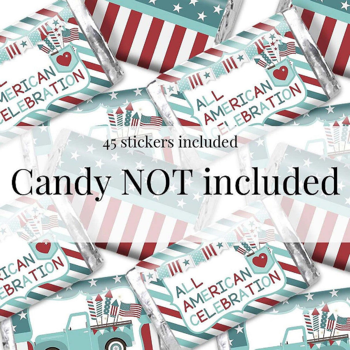 AmandaCreation All American Mini Candy Bar Wrappers 45 Pieces
