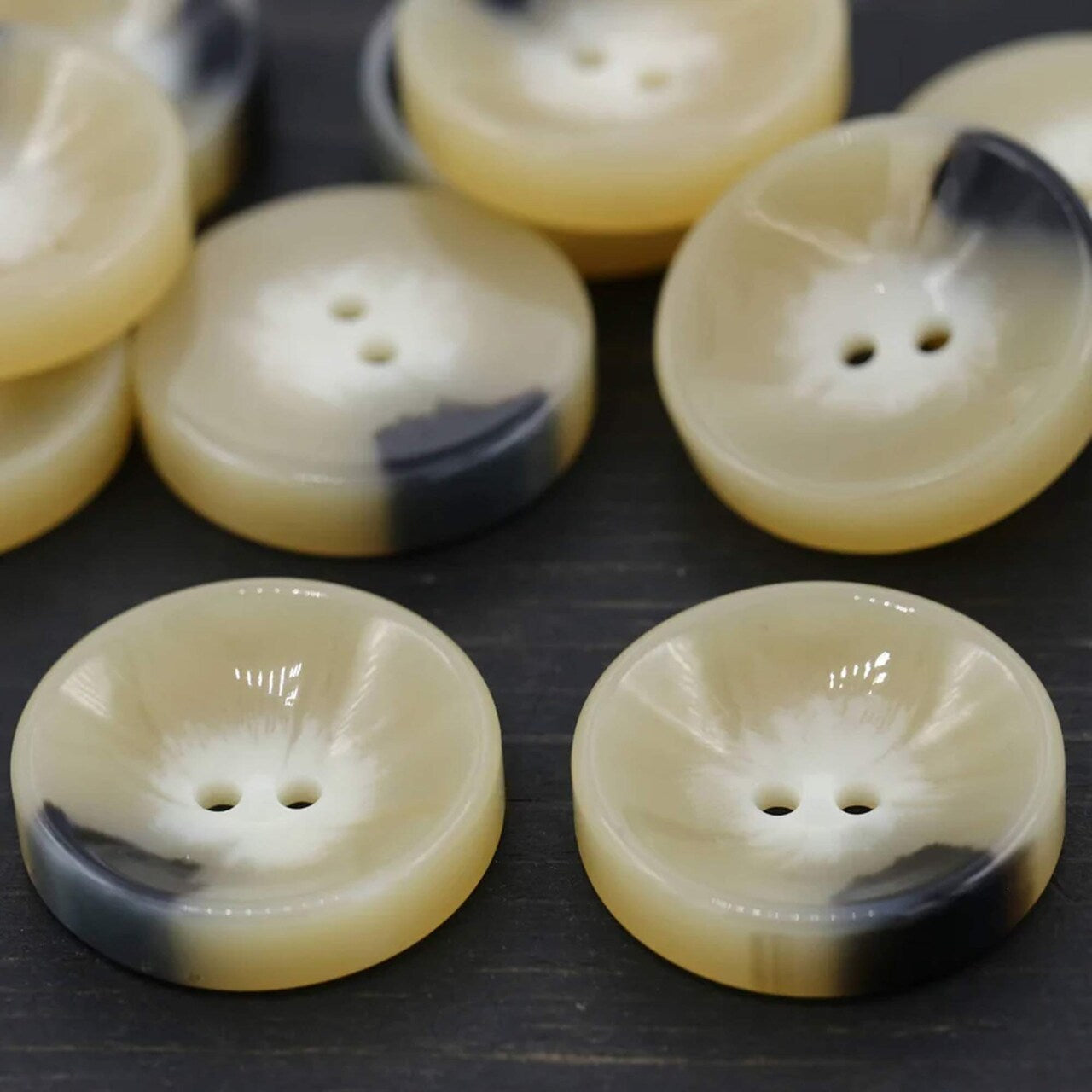 4 Pieces Beige Large Plastic Buttons 1 3/16 Inch