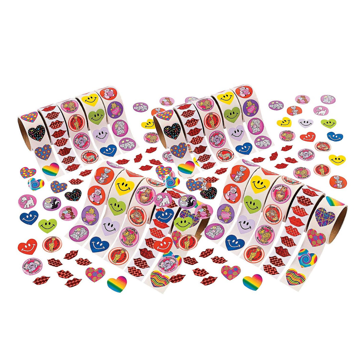 Bulk Valentine Rolls of Stickers Assortment 1000 Pc