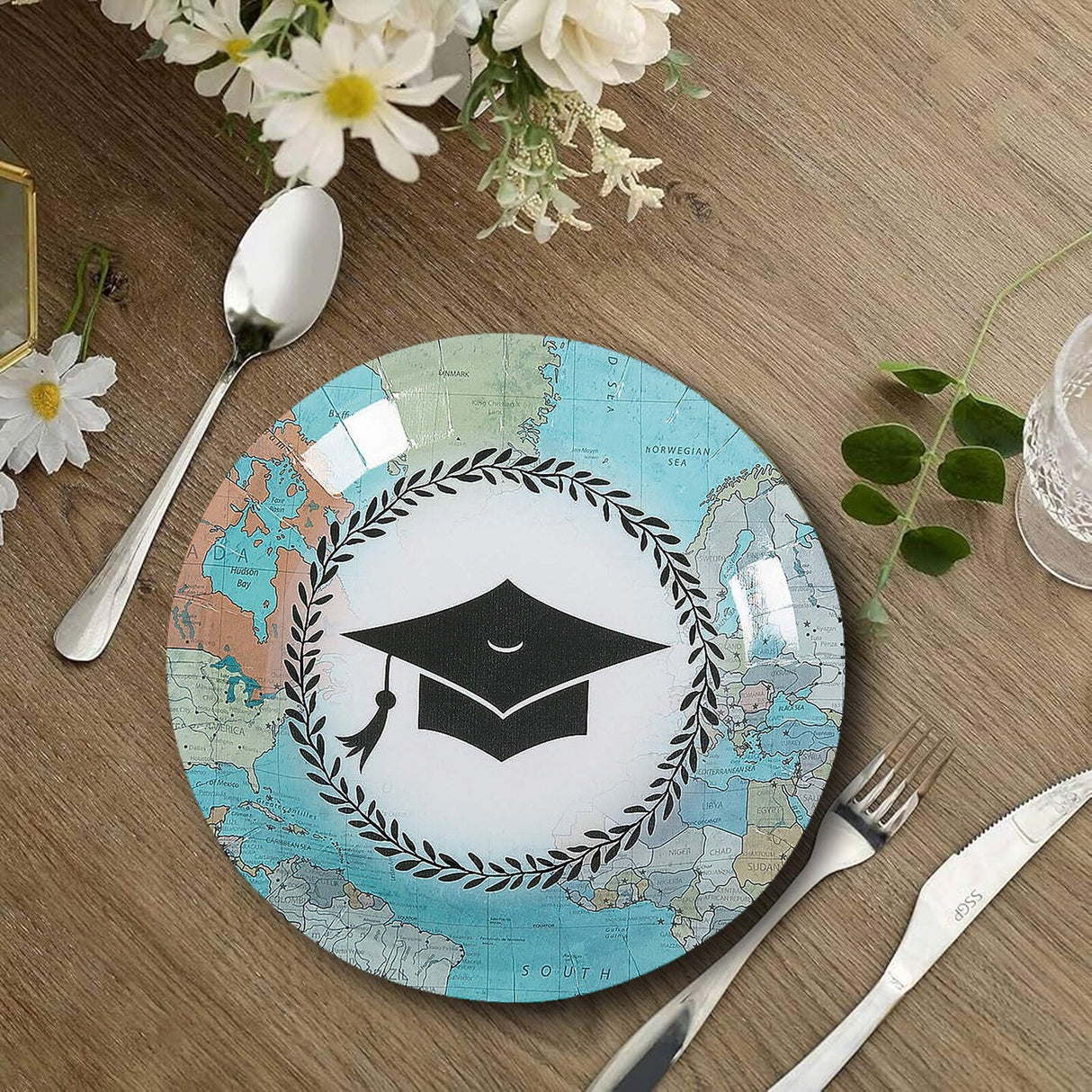 8 Count Graduation Party Grad Adventure Paper Dessert Plates 7 Inch