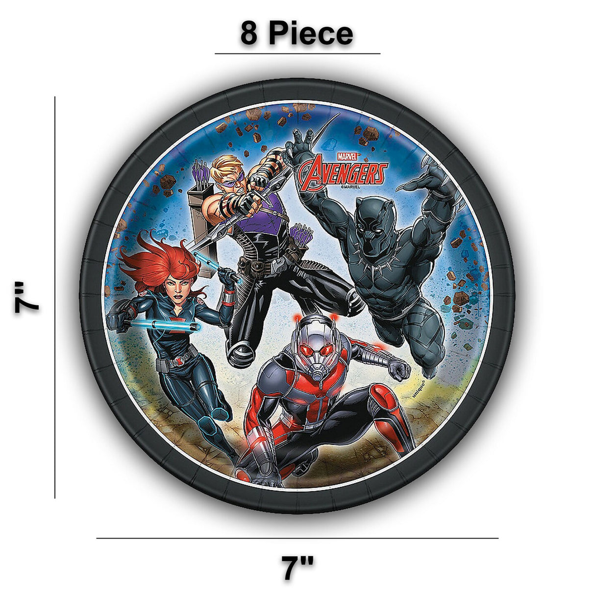 8 Ct. Marvel Avengers Paper Dessert Plates 7" Party Plates for Superhero-Themed Events