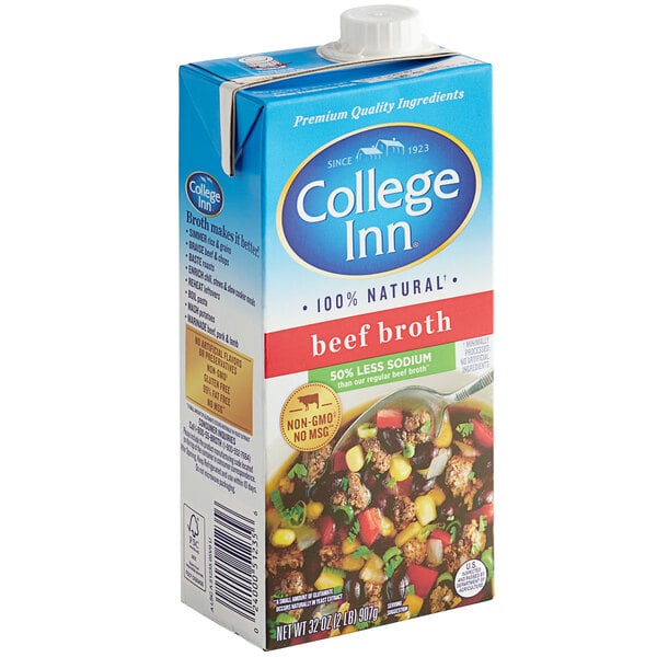 College Inn 32 oz. Less Sodium Beef Broth - 12/Case