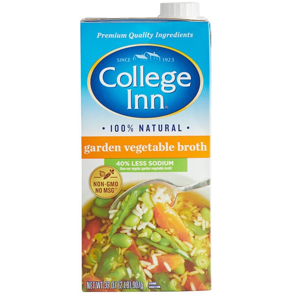 College Inn 32 oz. Less Sodium Vegetable Broth - 12/Case