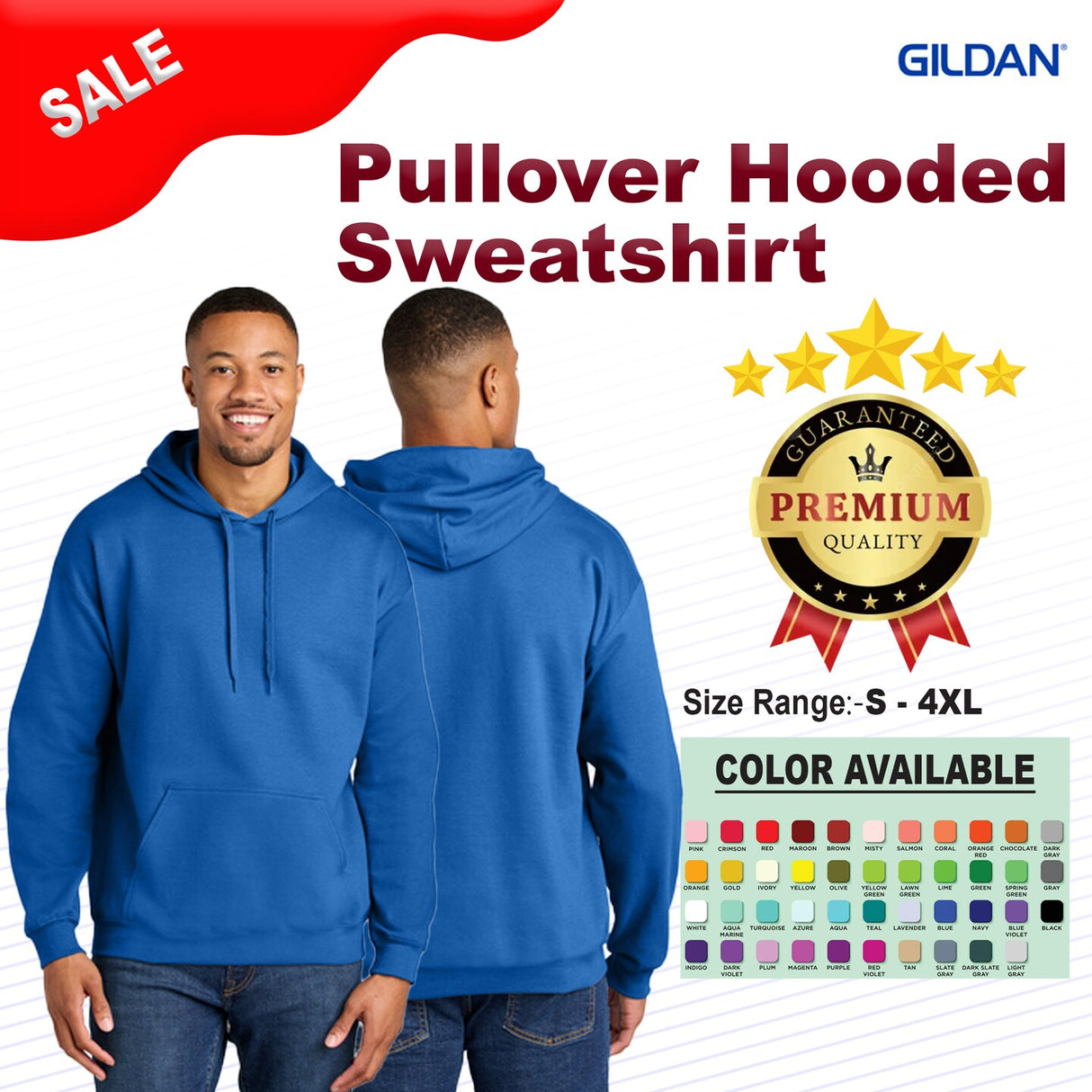 Gildan® Pullover Hooded Classic Fit Long Sleeve Turtle Neck Sweatshirt